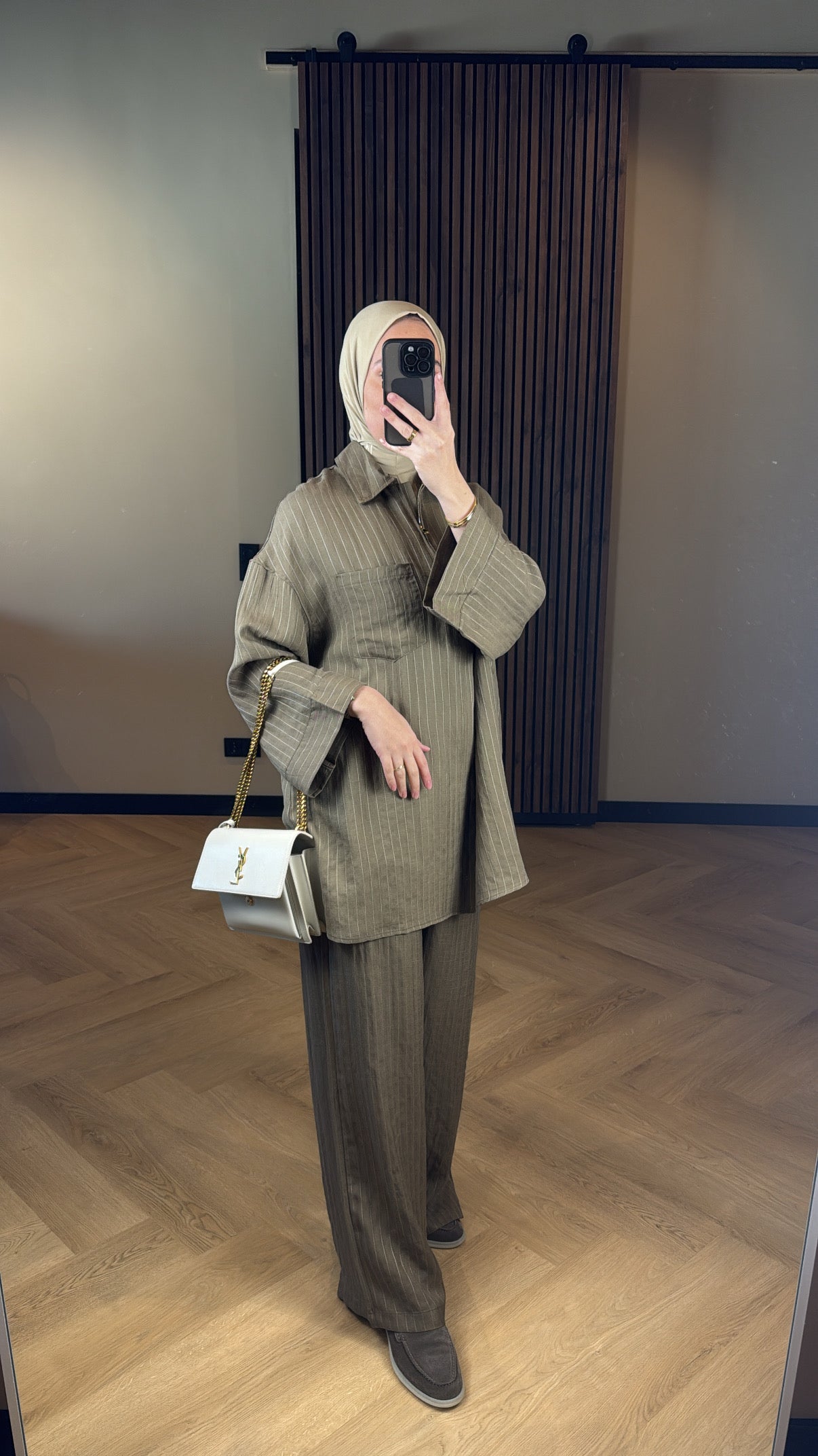 Striped Two Piece Set - Khaki