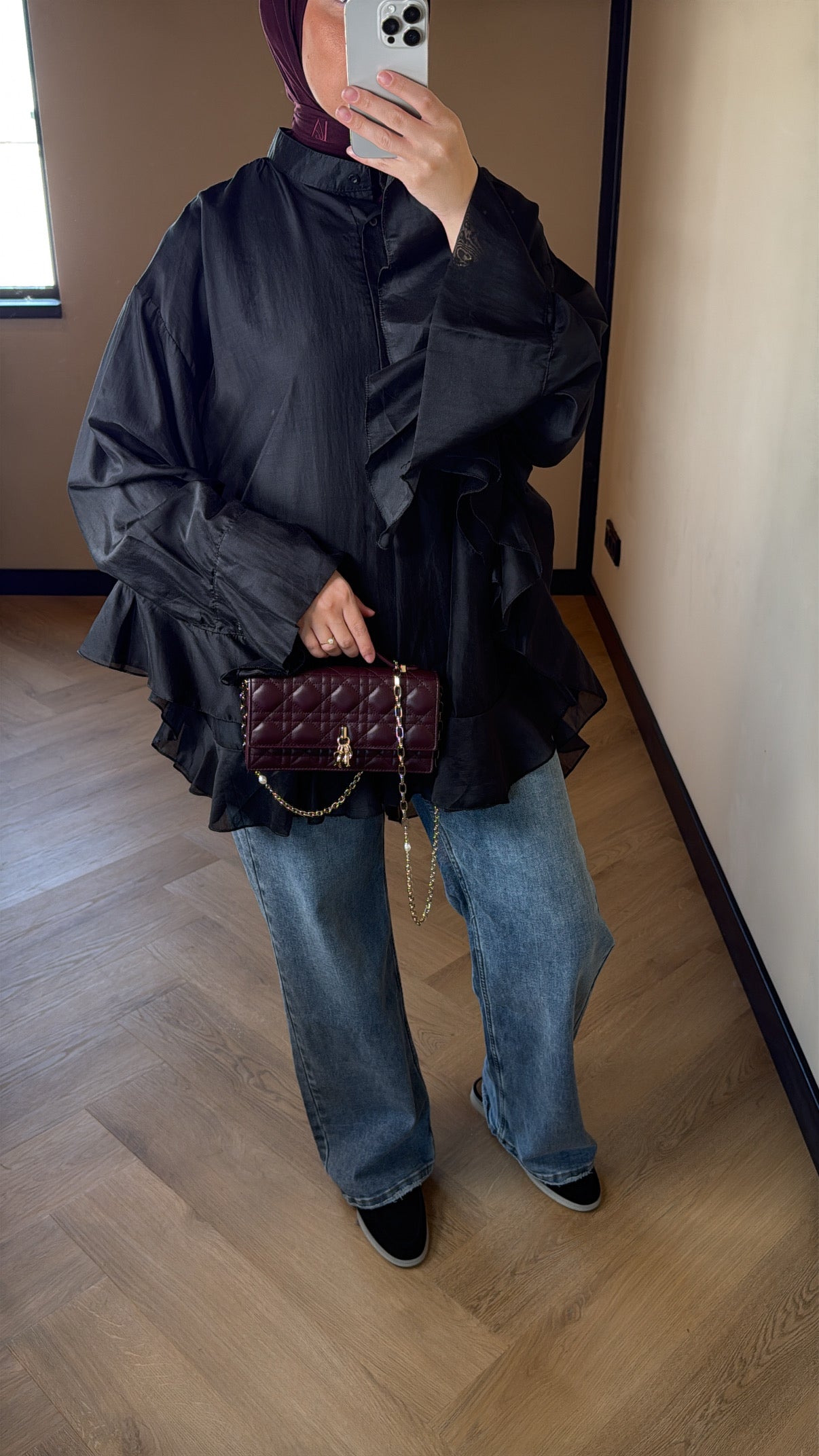 Wide Leg Jeans - Double Button