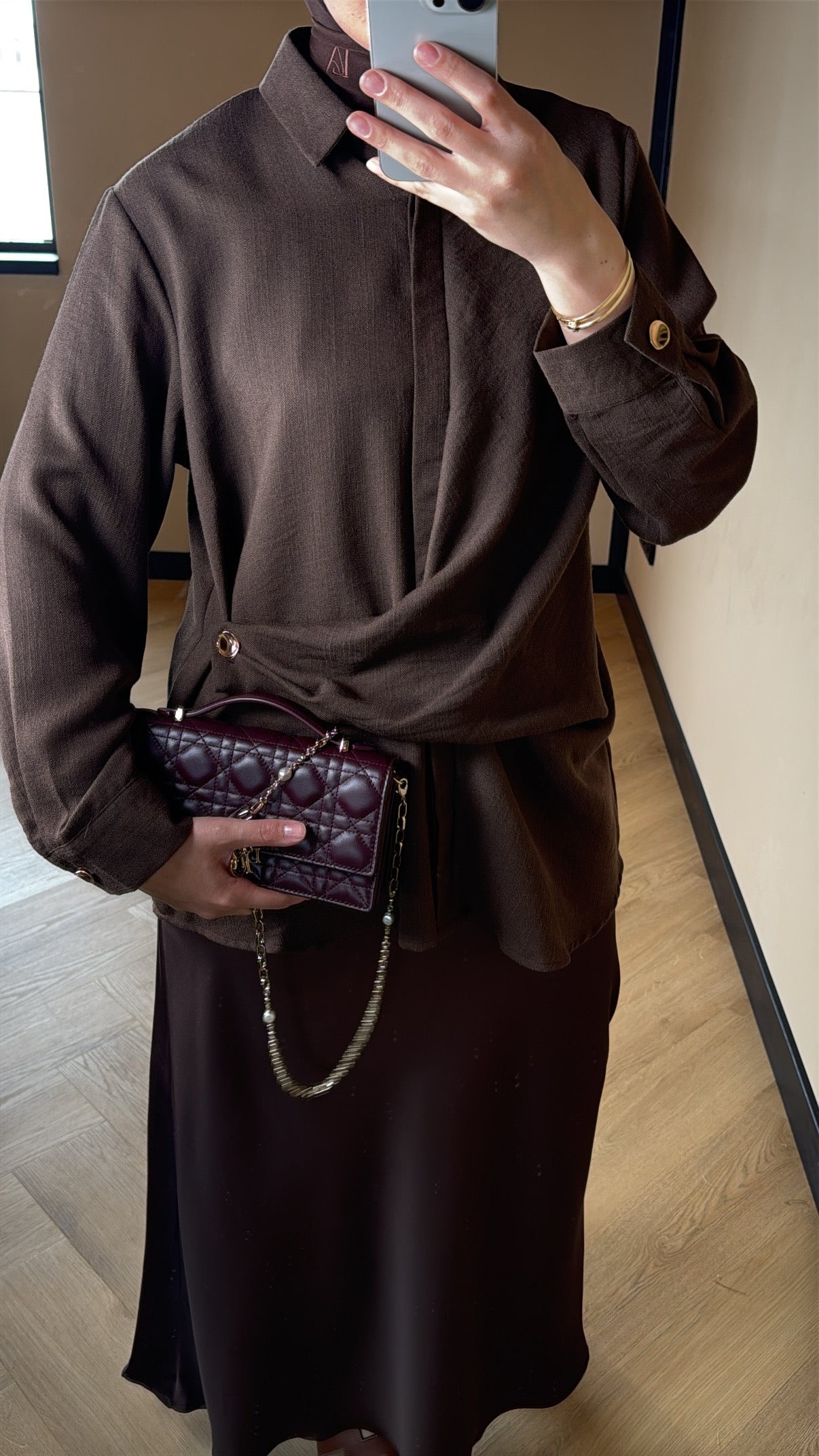Satin Skirt - Brown