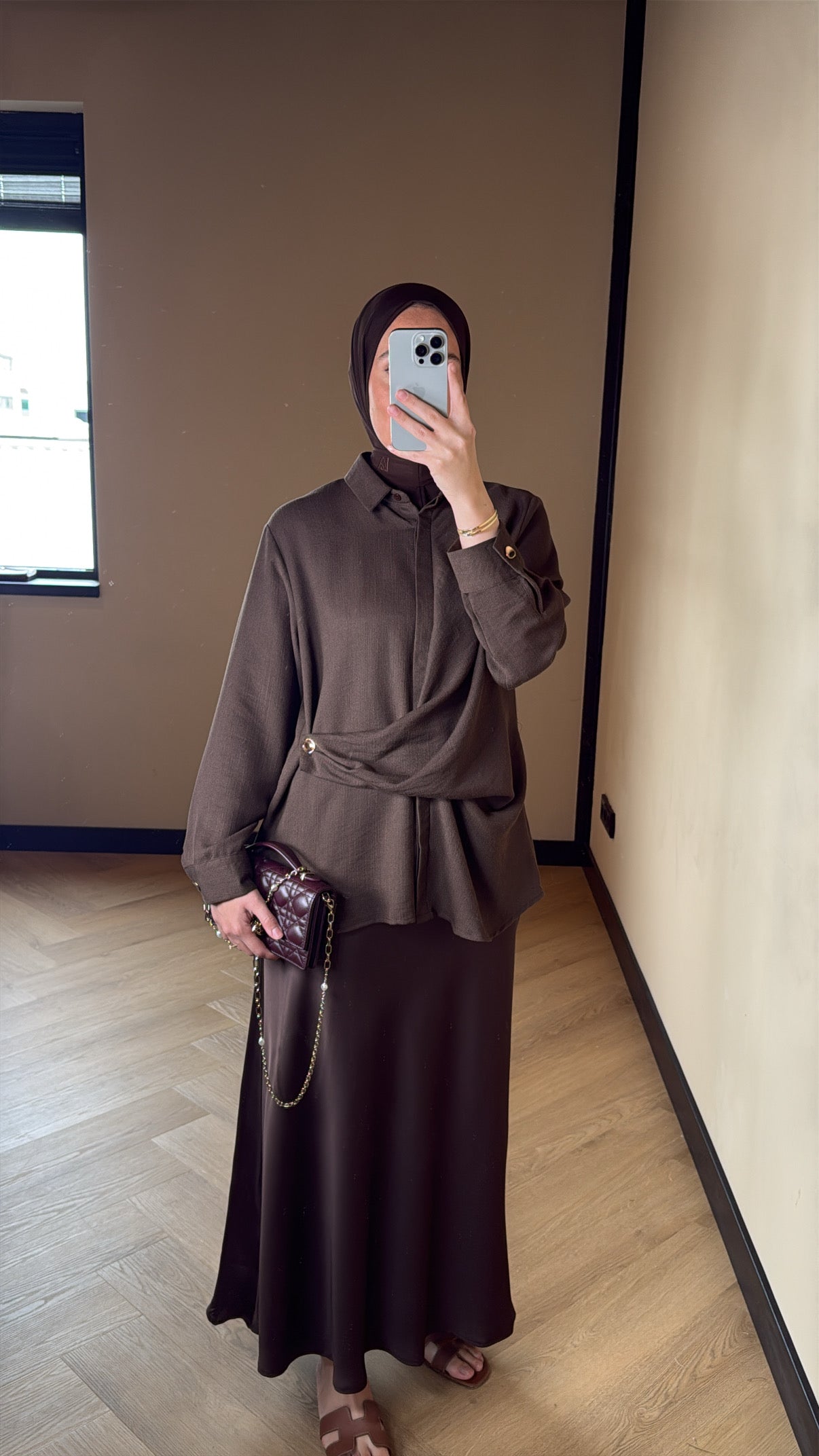Satin Skirt - Brown