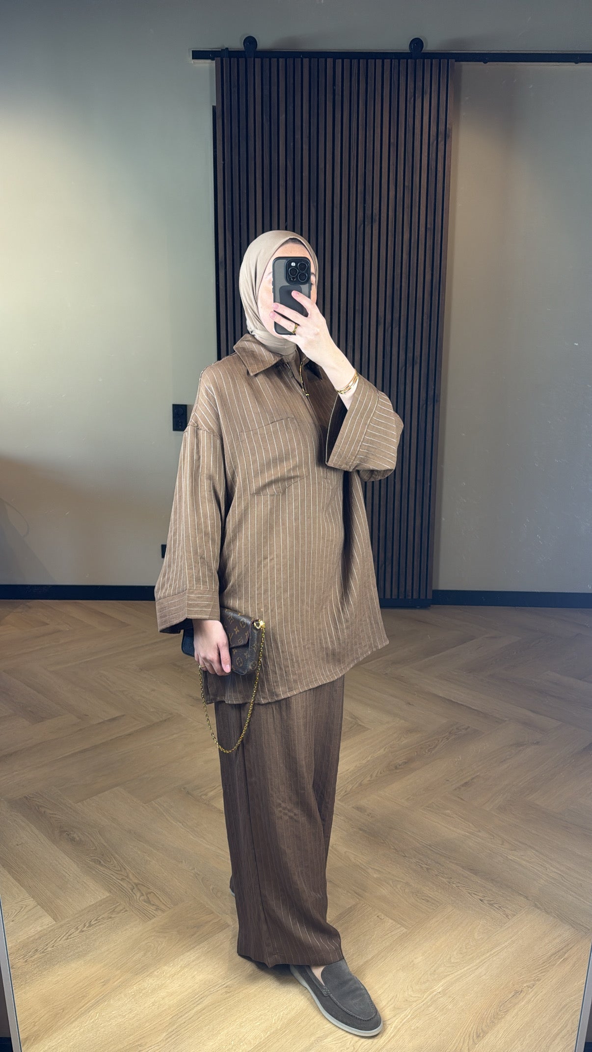 Striped Two Piece Set - Brown