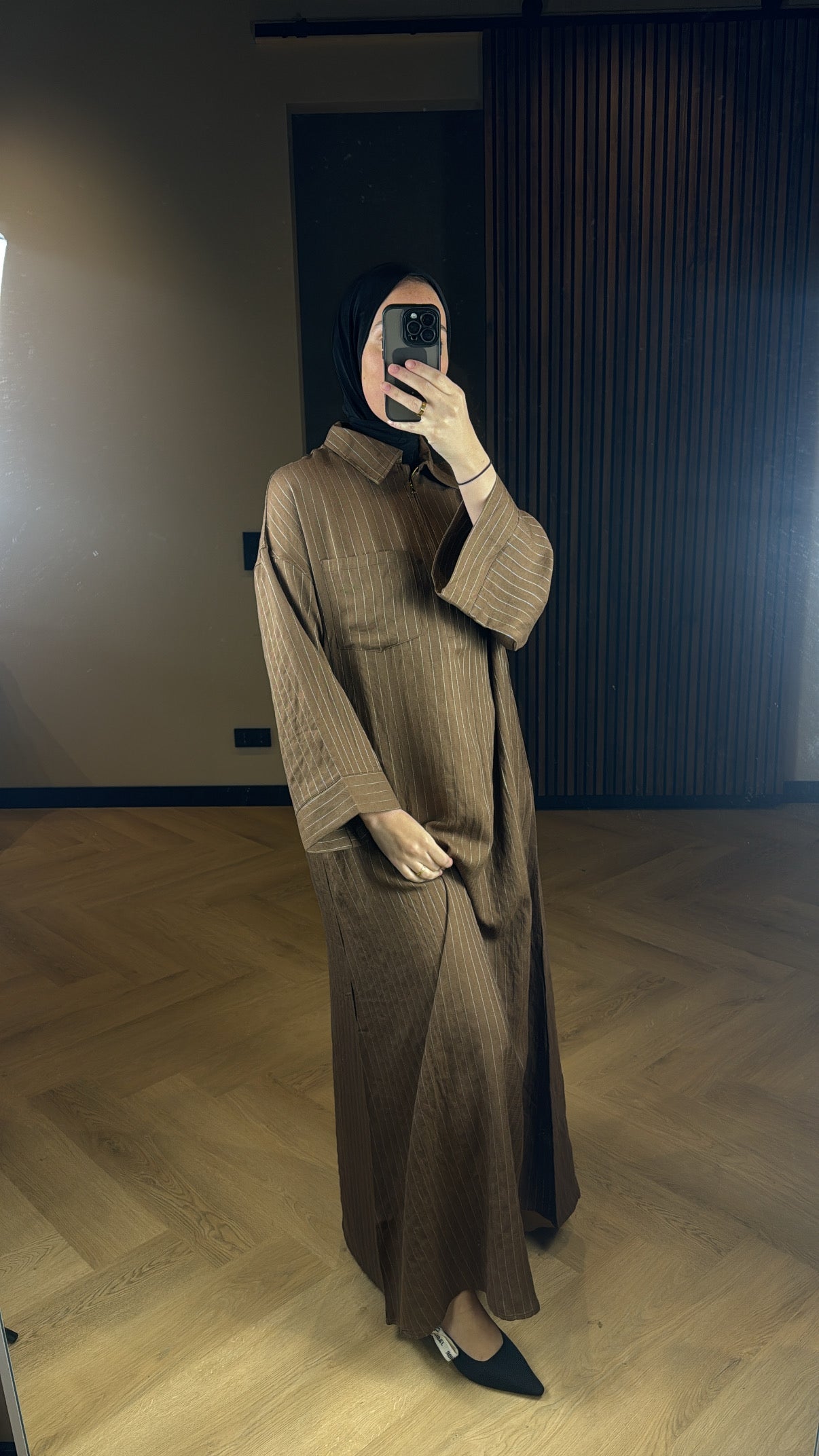 Striped Dress - Brown