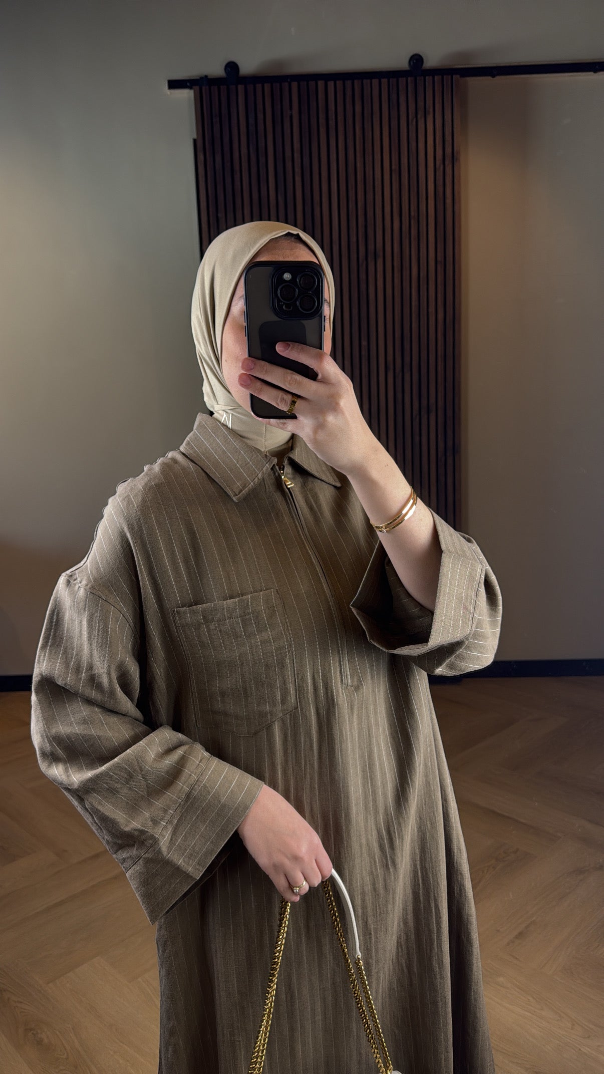 Striped Dress - Khaki