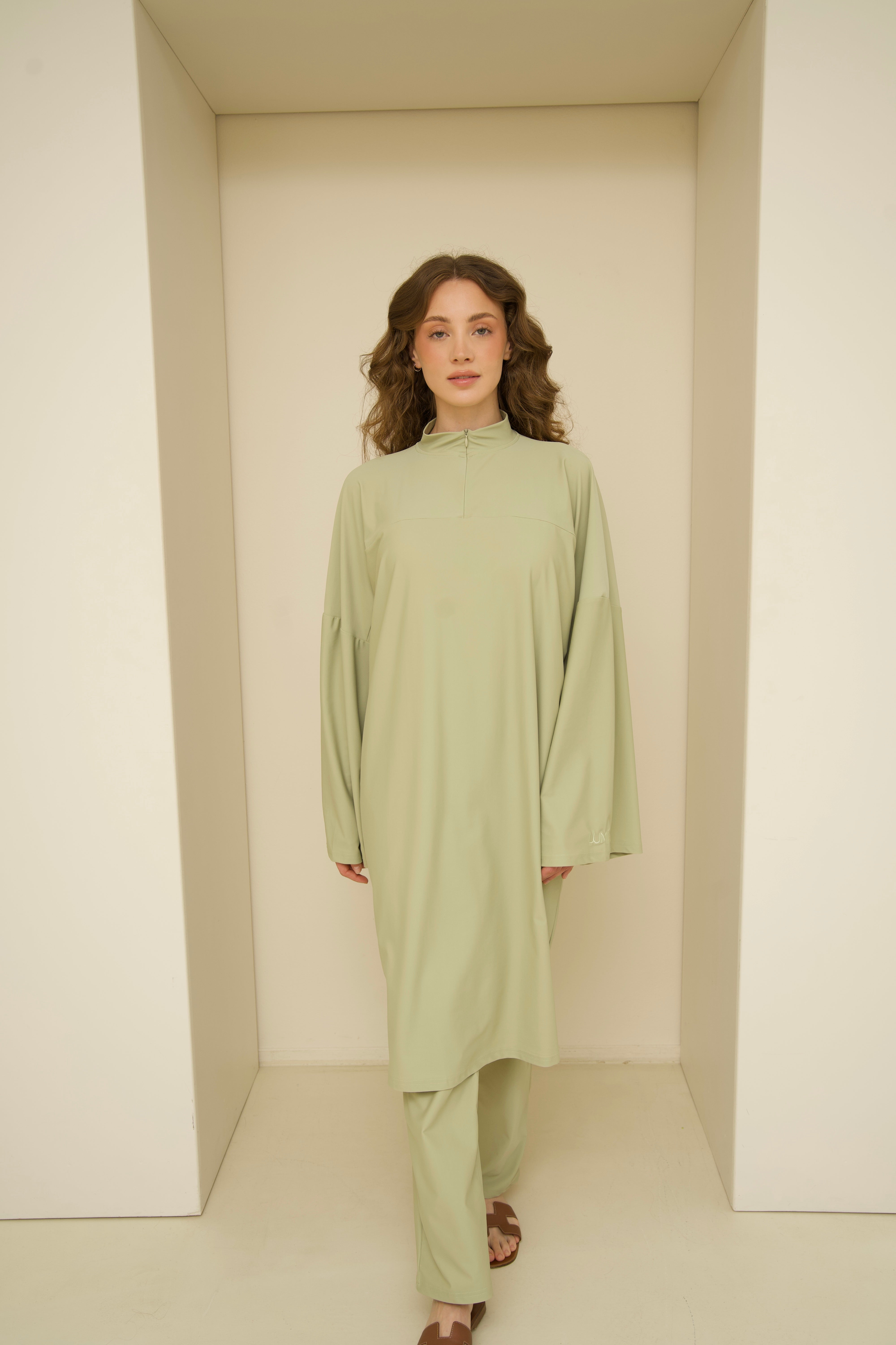Oversized Zip Burkini Long - Green