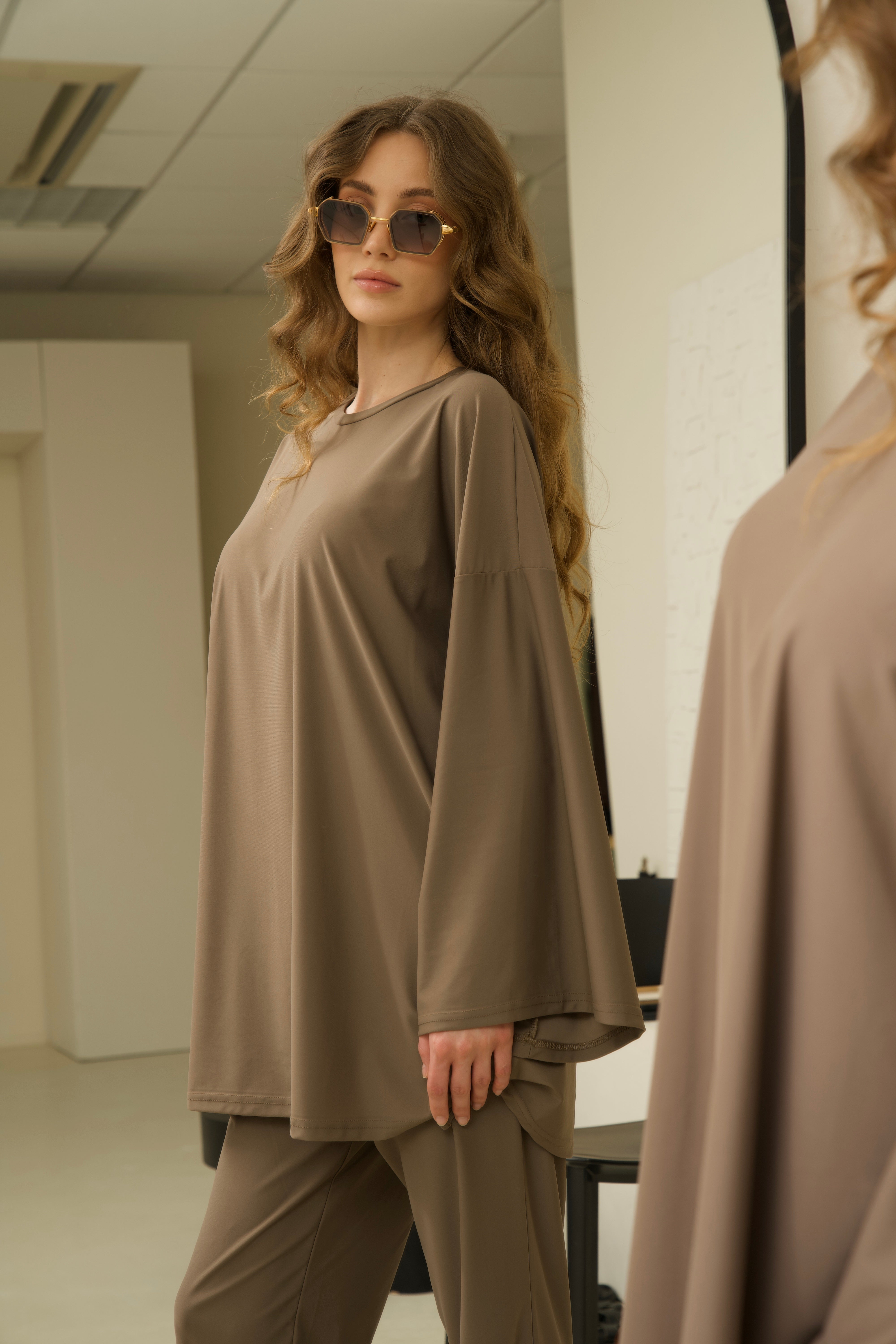 Oversized Burkini Short - Taupe