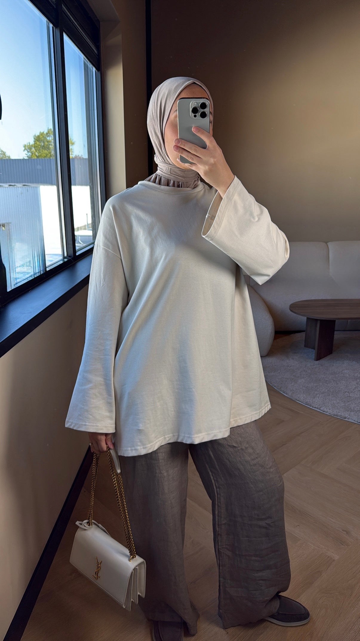 Oversized Cotton Top - Beige