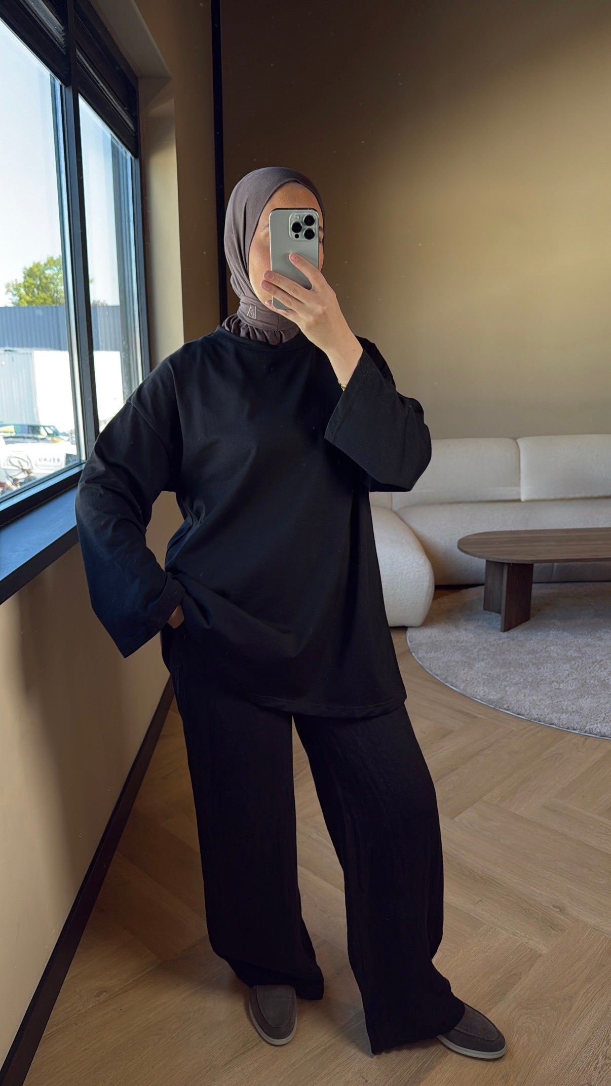 SALSATION TOP マル首 oversized Oversized Cotton Top - Black
