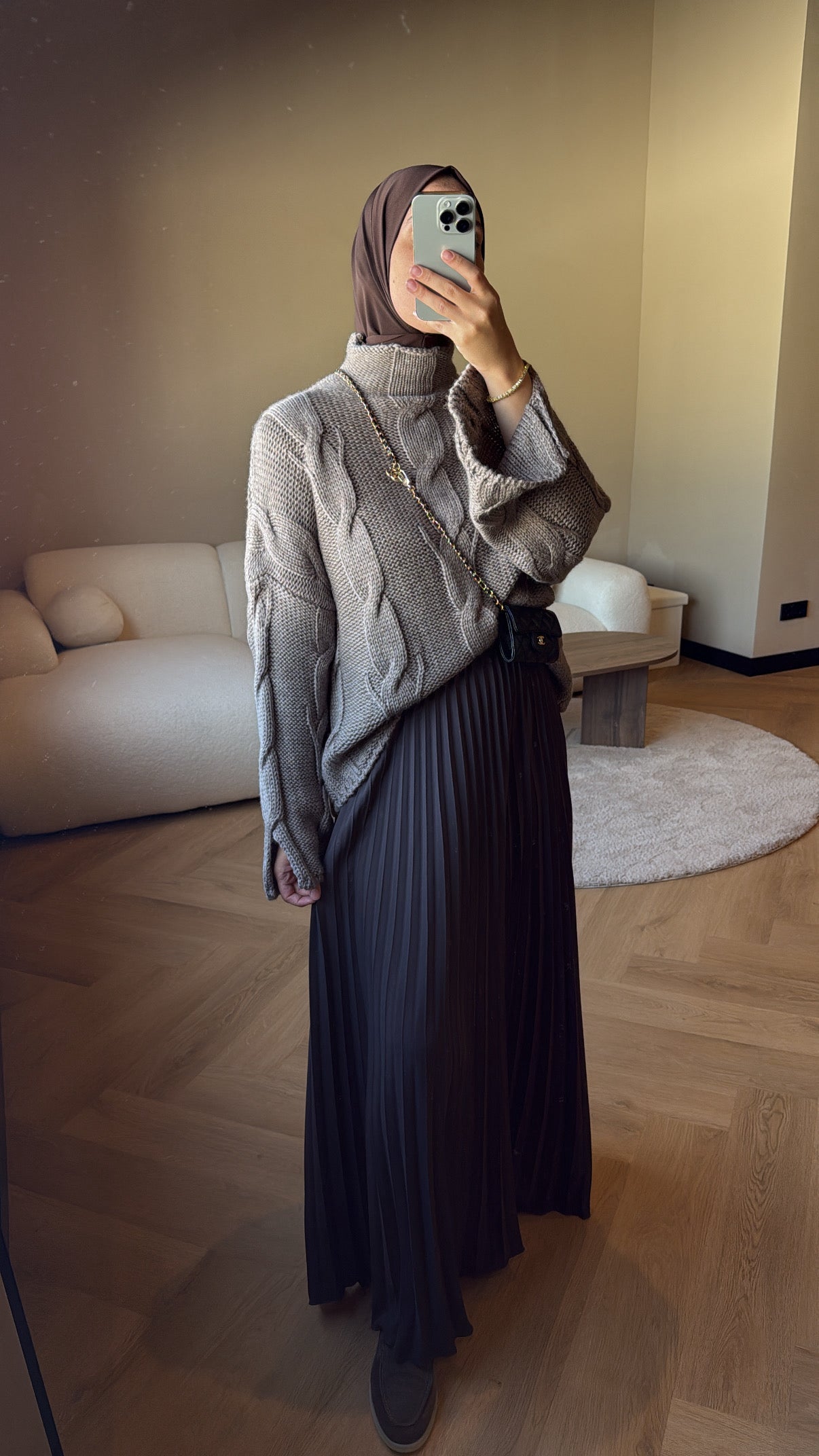 Plisse Skirt - Brown