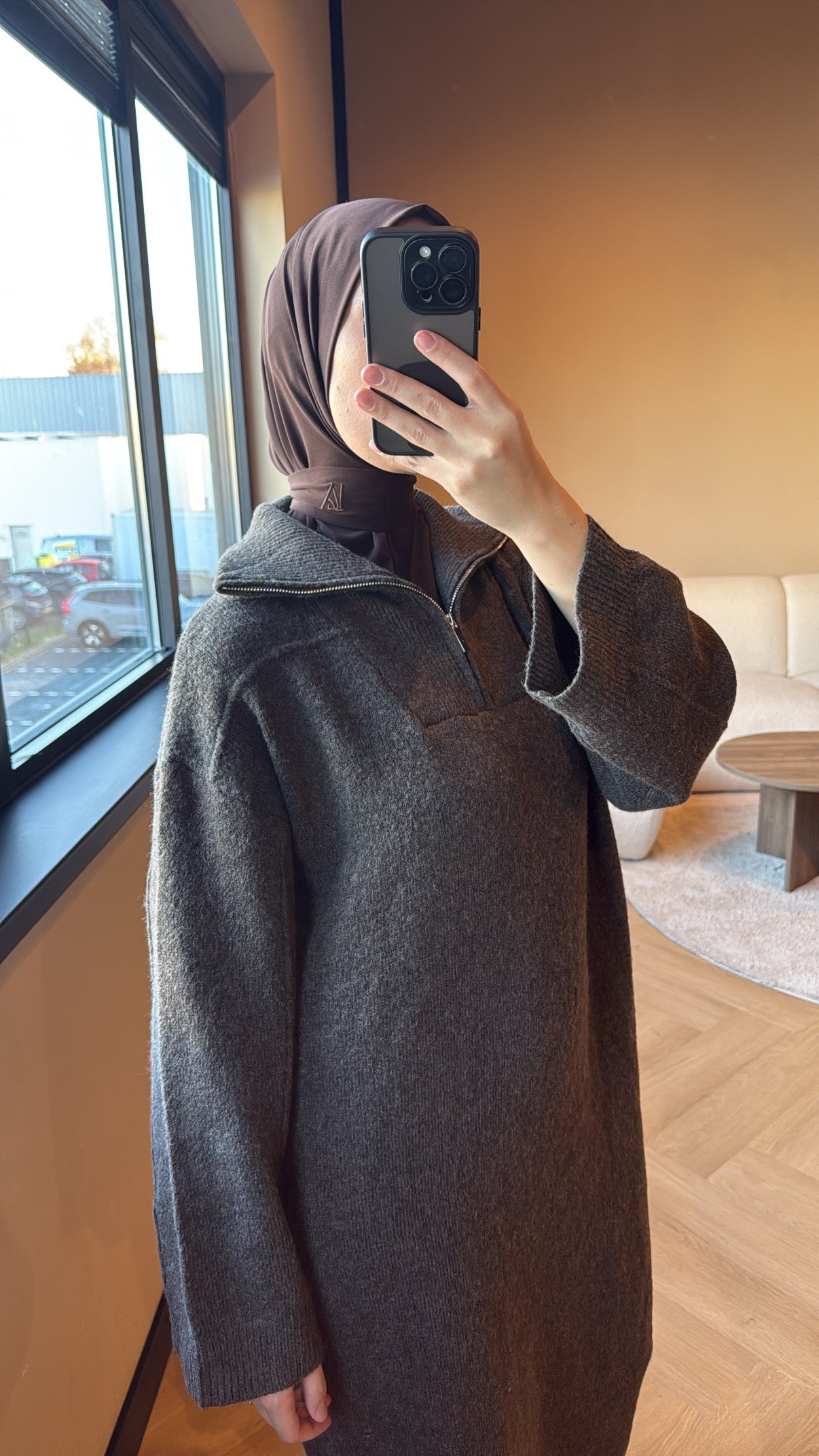 Zipper Dress - Brown