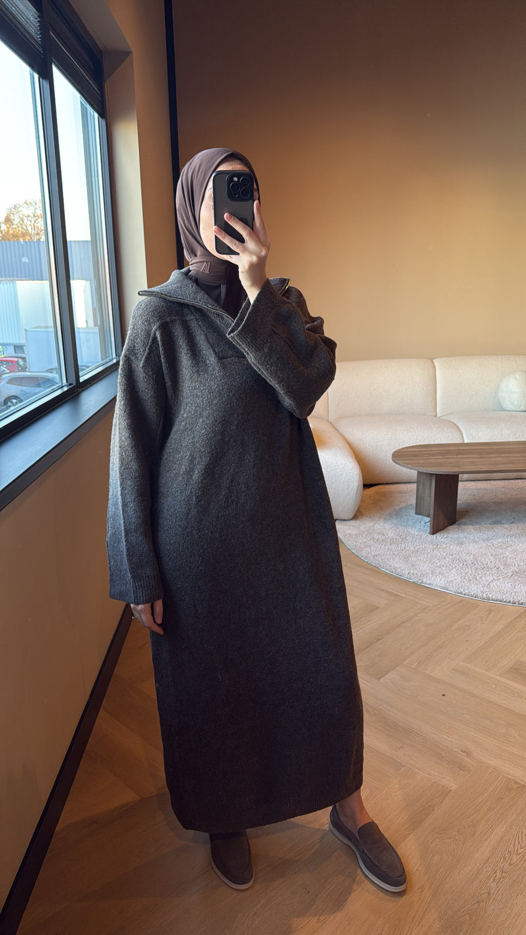 Zipper Dress - Brown