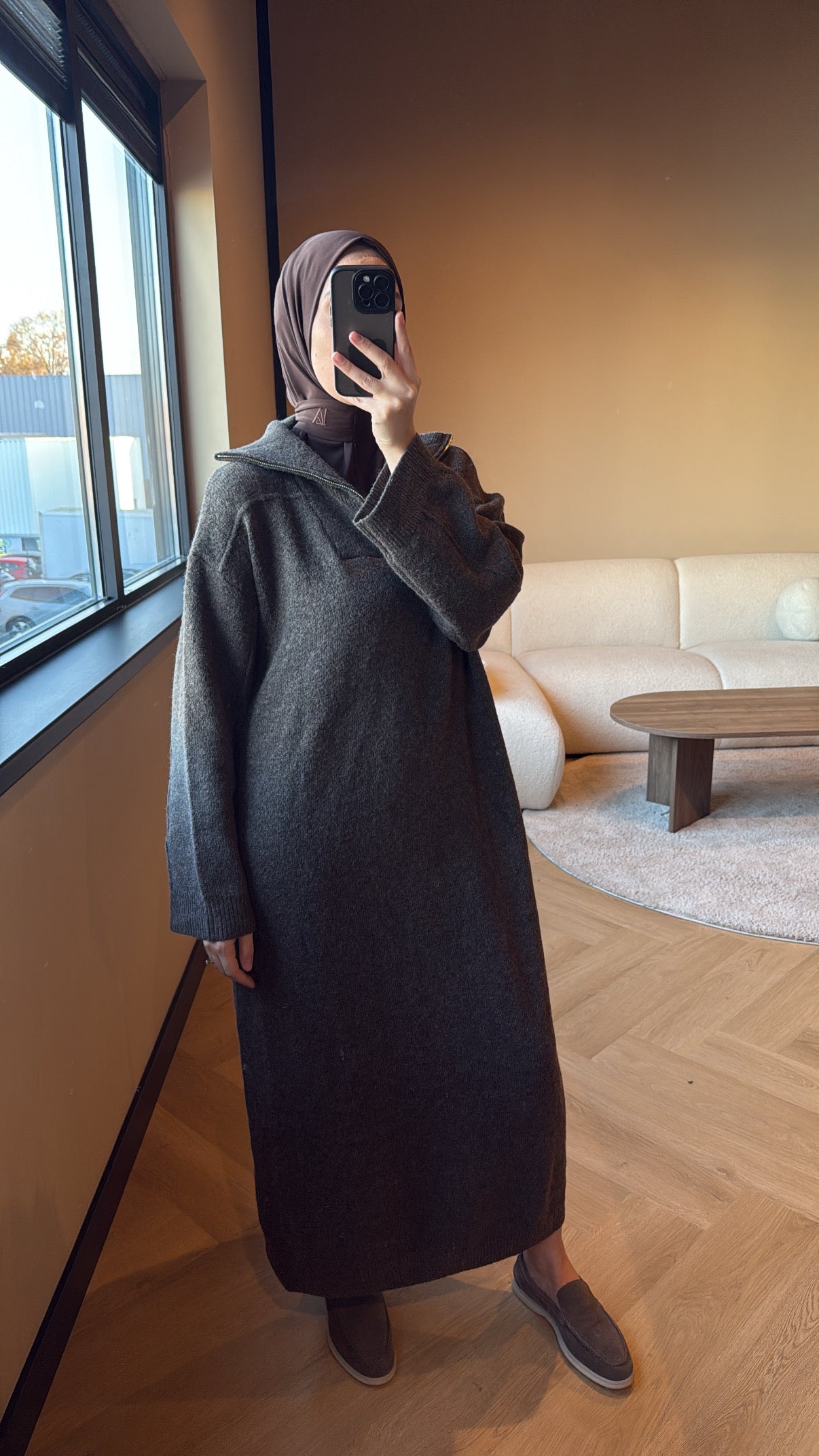 Zipper Dress - Brown