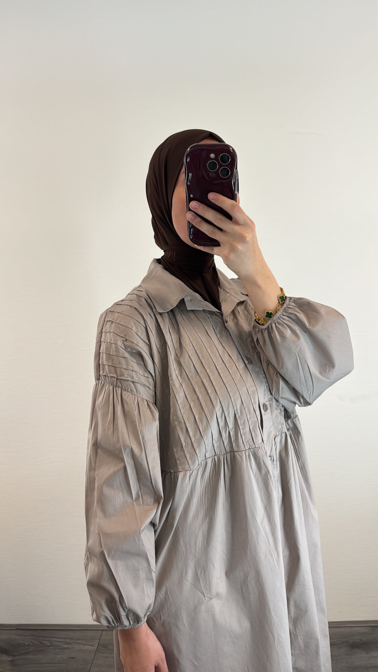Cotton Blouse Dress Mia - Taupe