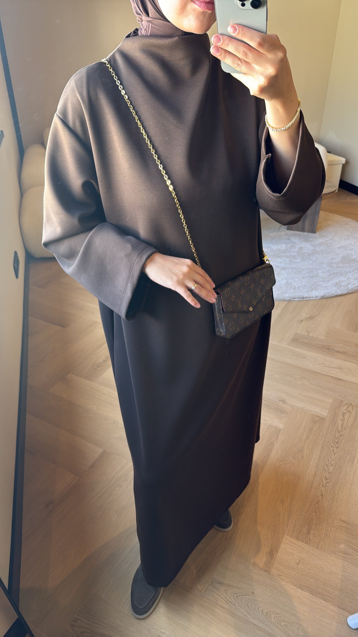 Comfy Jersey Dress - Brown