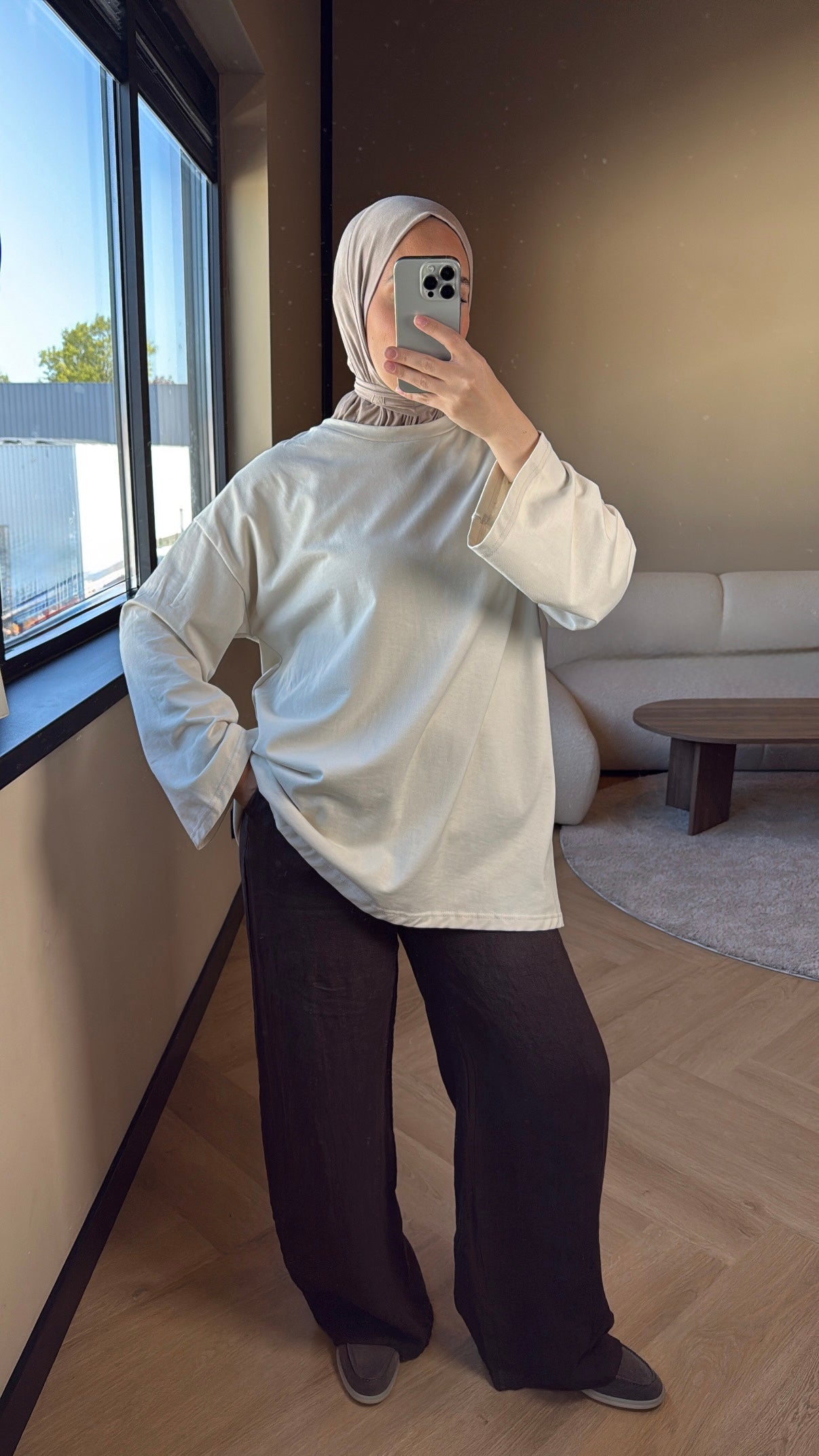 Oversized Cotton Top - Beige