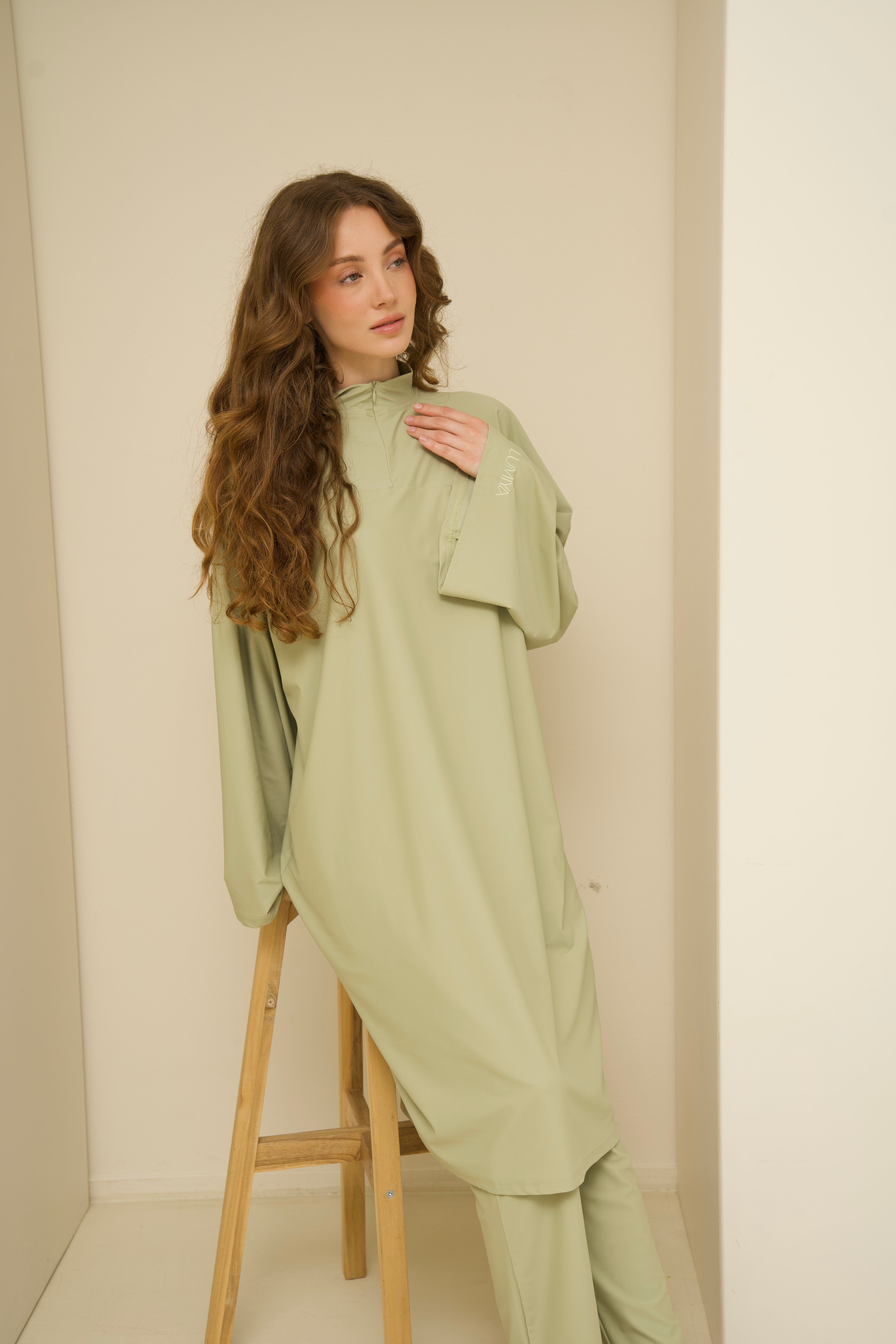 Oversized Zip Burkini Long  - Green